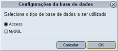Selecionar tipo de base de dados Selecionar tipo de base de dados