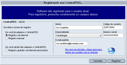 Registro via internet