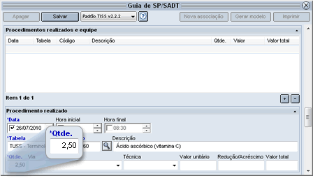 Qtde. de procedimentos em n&uacute;mero decimal