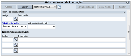 Diagn&oacute;stico principal n&atilde;o obrigat&oacute;rio